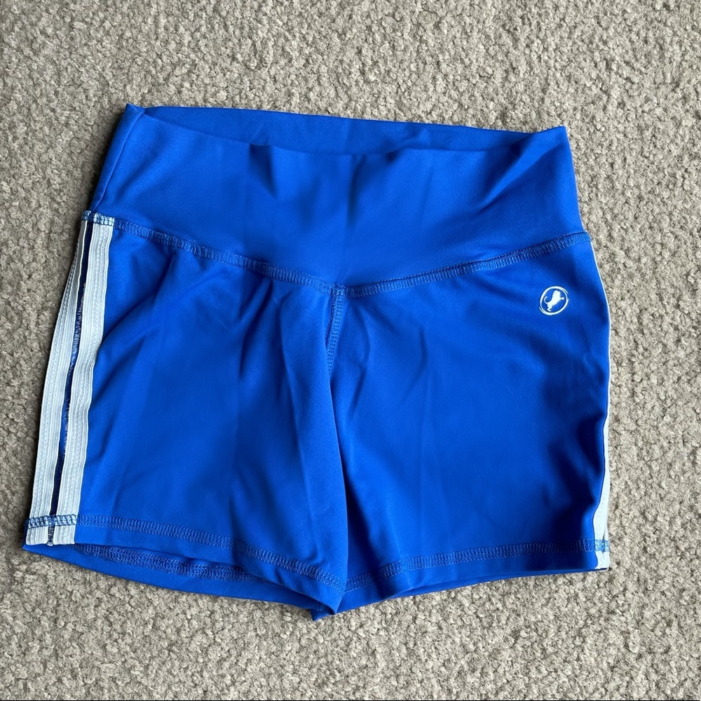 Blue Track Stripe scrunch booty Abs2bFitness shorts size small